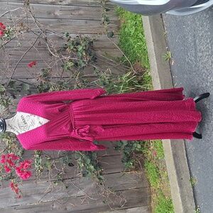 Alexa B Nites Fuchsia Long Sleeve Animal Print Maxi Dress Size 8 vintage